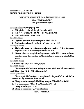 Kiểm tra học kỳ I  năm học 2015-2016 môn Toán  lớp 7